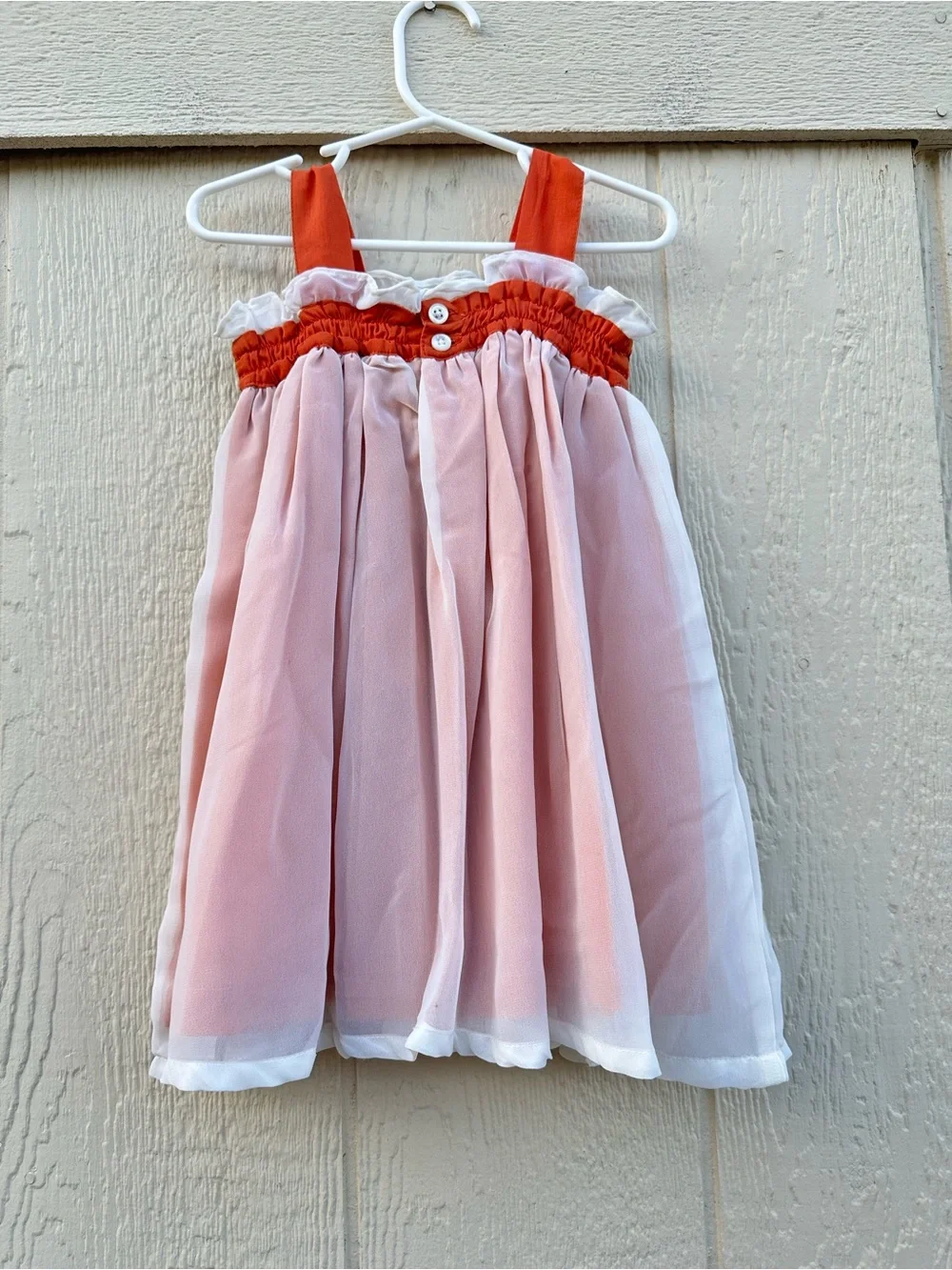 Well Dressed Wolf Girls' Pink Ruffle Sundress Tropical Maddie Ribbon Detail Bout